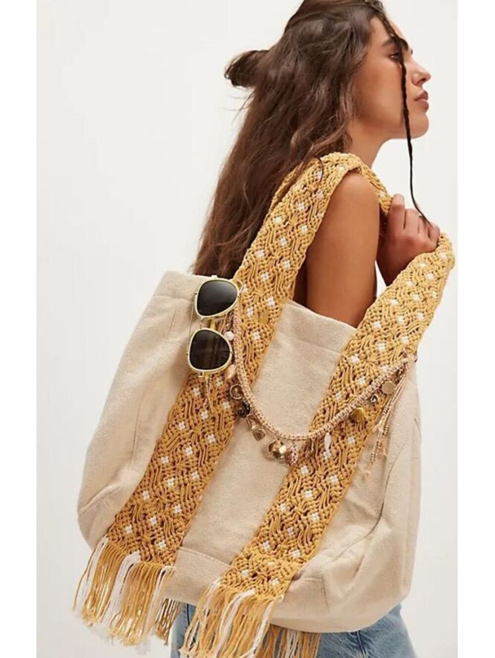 NWOT FREE PEOPLE MIA MACRAME TOTE